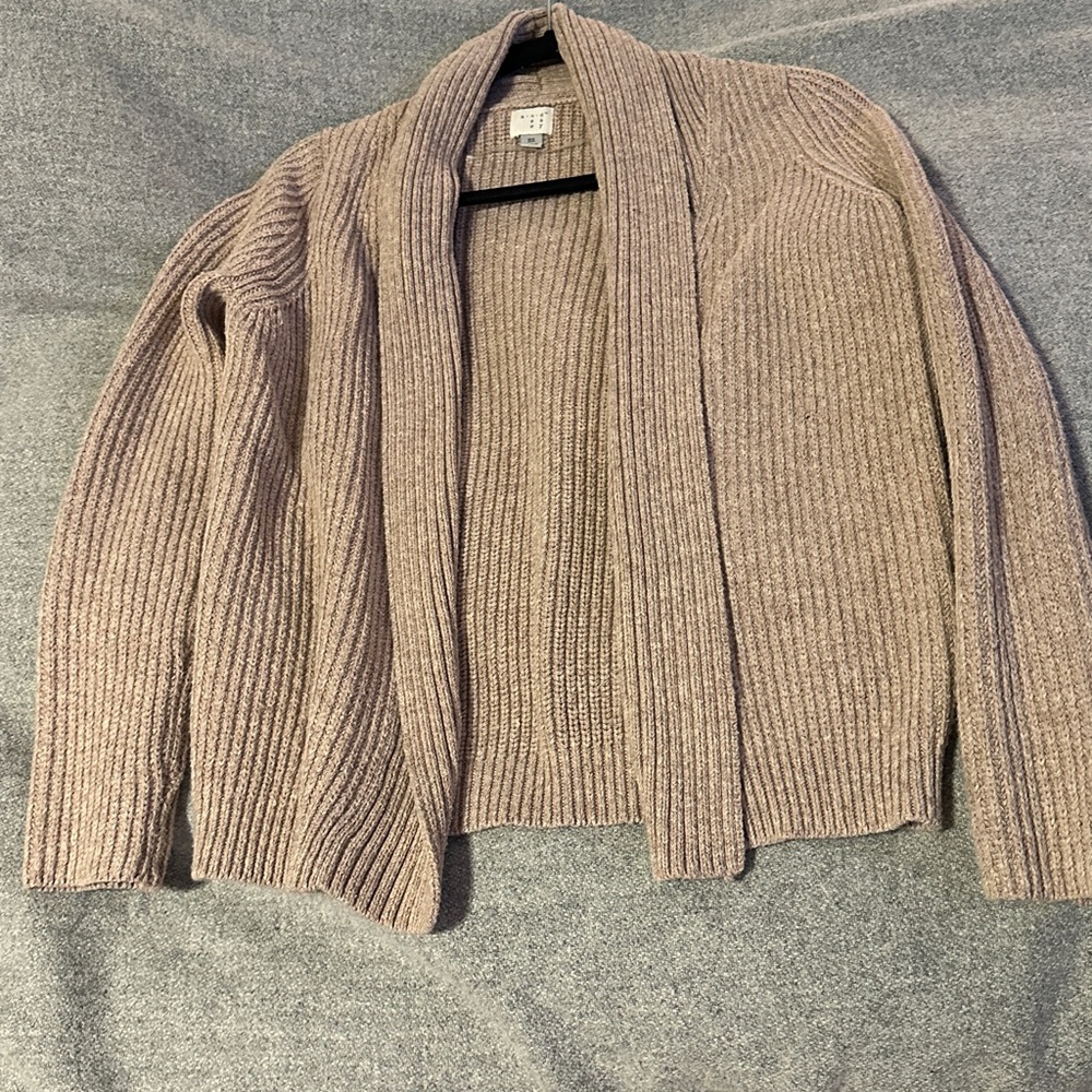 Ribbed Open-Front Cardigan Sweater - Taupe